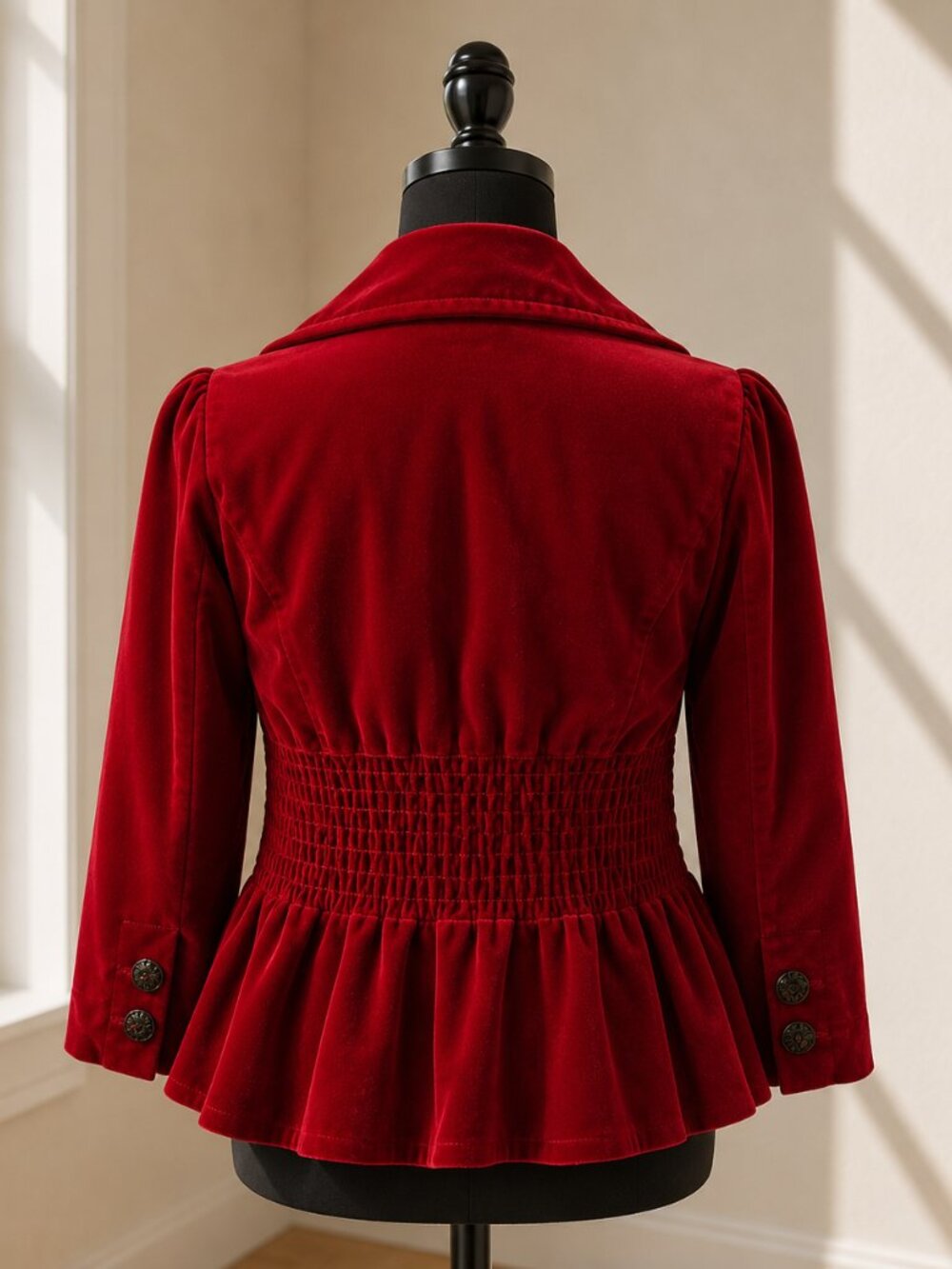 Anthropologie Red Velvet Peplum Blazer - Picture 5 of 8